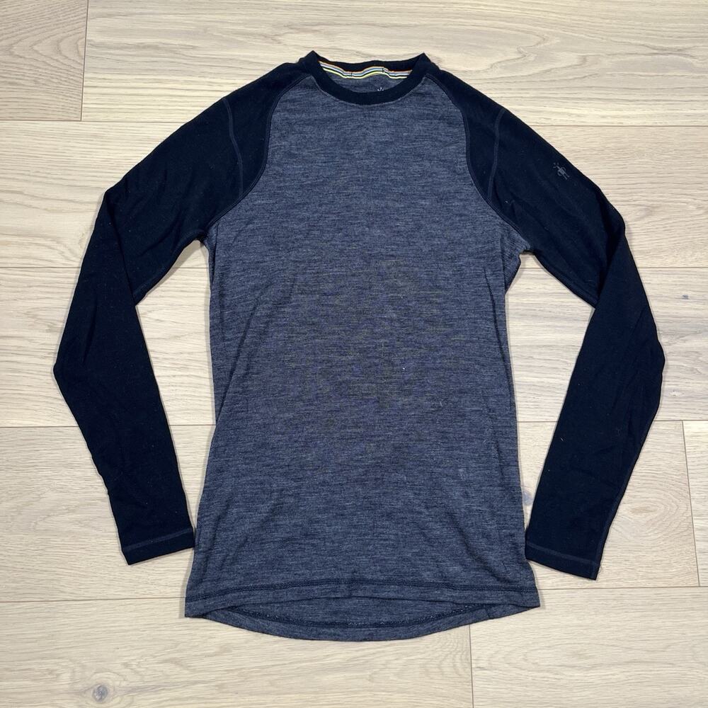 Smartwool Shirt Mens S Gray All Seaons Merino Wool Knit Base Layer Long Sleeve